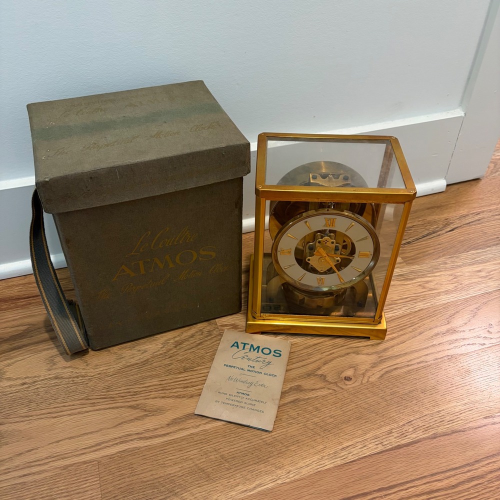 LeCoultre Atmos Century Perpetual Motion Clock with Original Case and Booklet